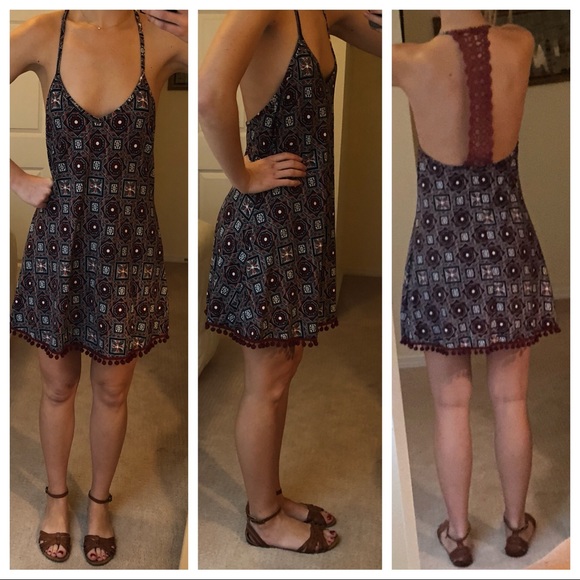 ASOS - Pattern Dress or Coverup - Maroon - Size 6 - Picture 2 of 8